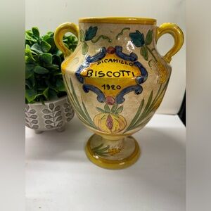 Di Camillo Biscotti 1920 Jar Hand Painted 10” Deruth Pottery Tuscany Italy